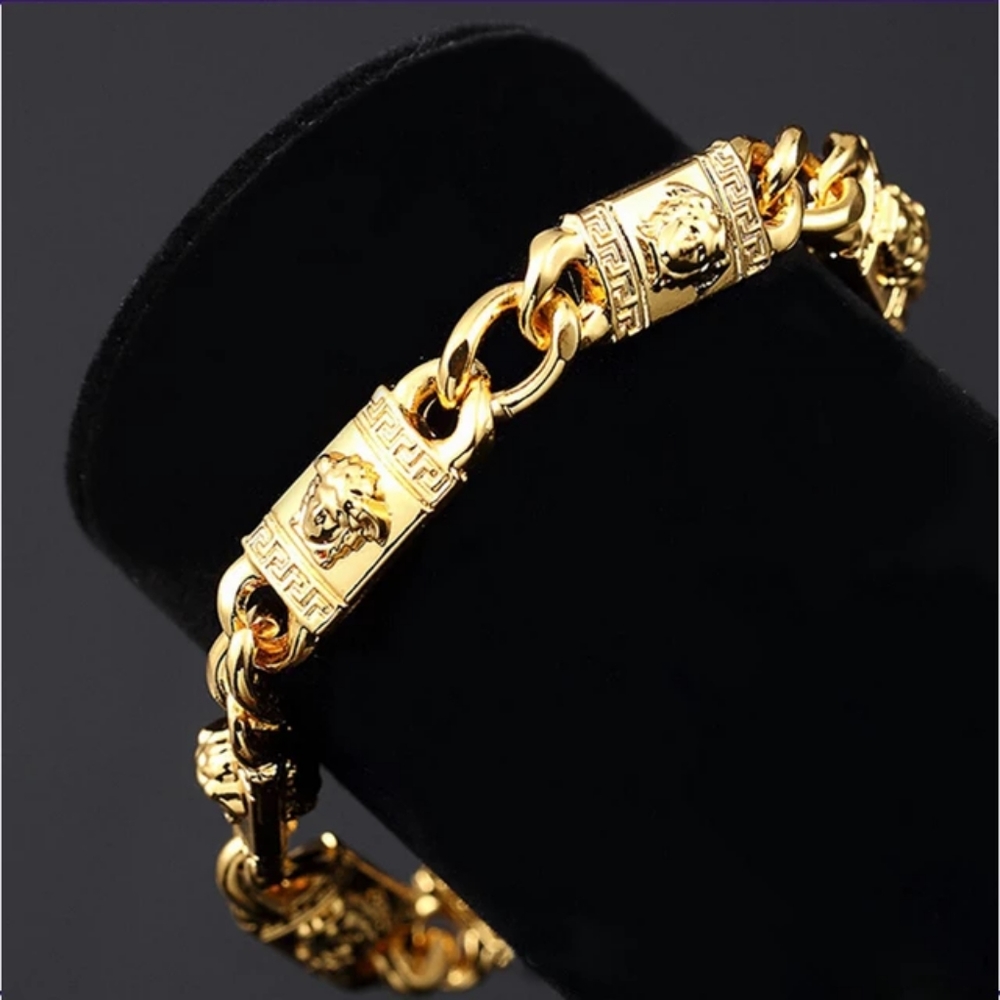 Medusa Bracelet Stainless Yellow Gold 7 8 9 Inches